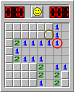Minesweeper, solving example, section 2