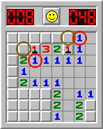 Minesweeper, solving example, section 5
